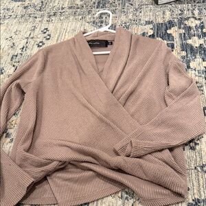 Women's Ribbed Wrap Sweater - Taupe